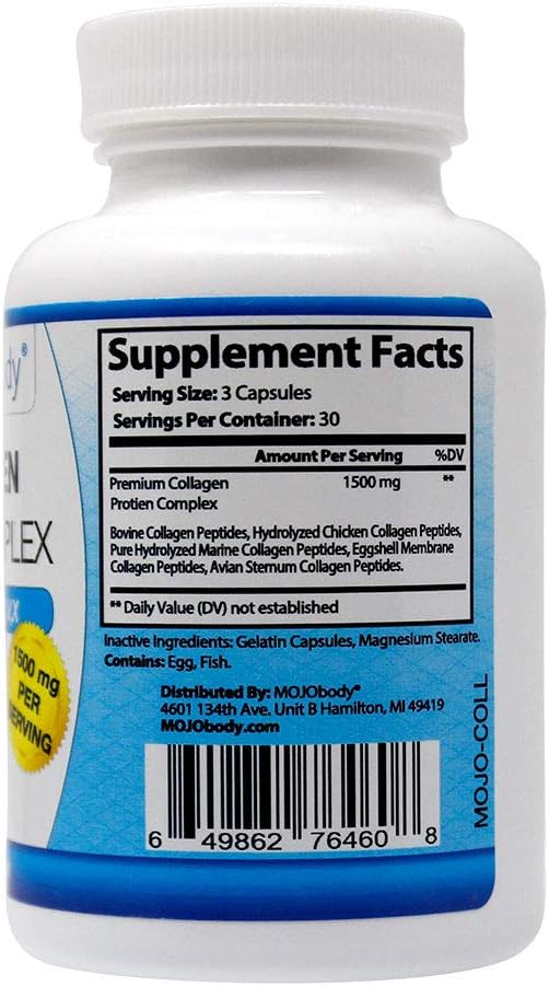 Multi Collagen Capsules Ultra Complex - Anti-Aging, Hair, Skin, Nails, Joints - Types I, II, III, V & X - 1800mg, 90 Capsules