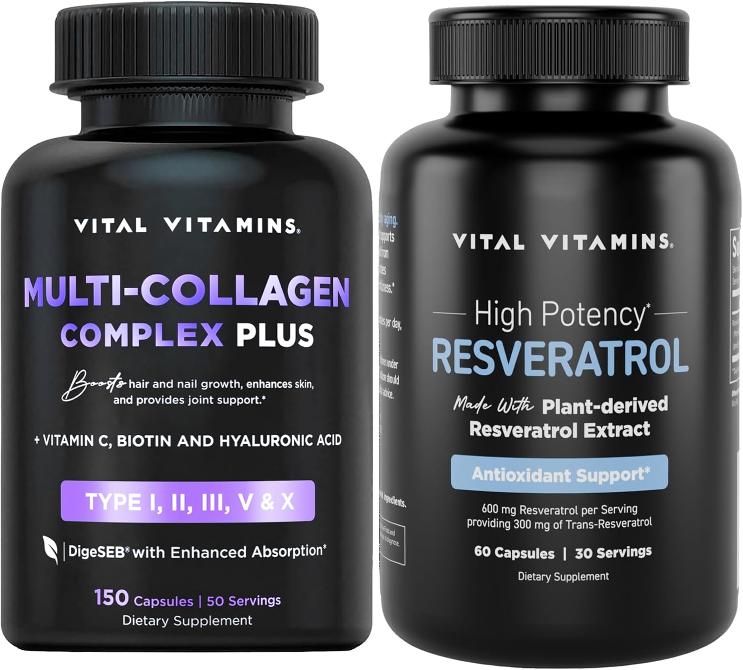 Multi Collagen Complex Capsules with Resveratrol - Essential Vitamin Supplement for Health and Wellness