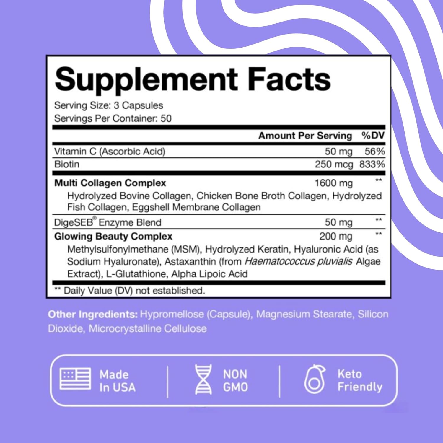 Multi Collagen Complex Capsules with Resveratrol - Essential Vitamin Supplement for Health and Wellness