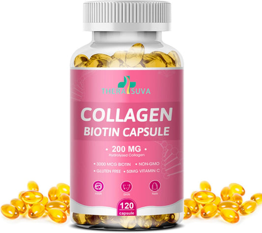 Multi Collagen Complex with Biotin, Vitamin C for Hair, Skin, Nail Support - 120 Capsules, 60 Day Supply