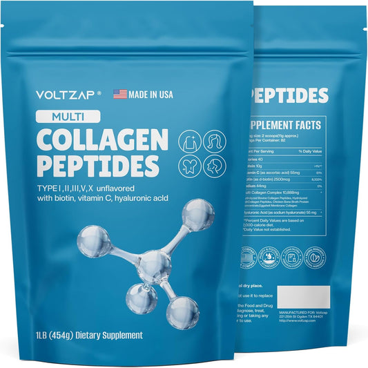 Multi Collagen Peptides Powder for Healthy Skin, Hair, Nails & Joints with Biotin and Vitamin C - Unflavored Supplement