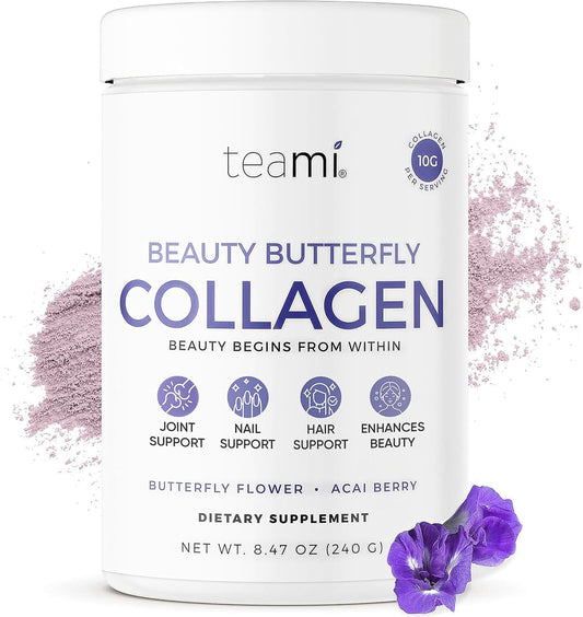 Multi Collagen Peptides Powder for Skin, Hair, Nail & Joint Support | Teami Marine Collagen Powder for Women & Men | Butterfly colageno hidrolizado | Delicious Taste | 10g per Serving - BoostGo Australia