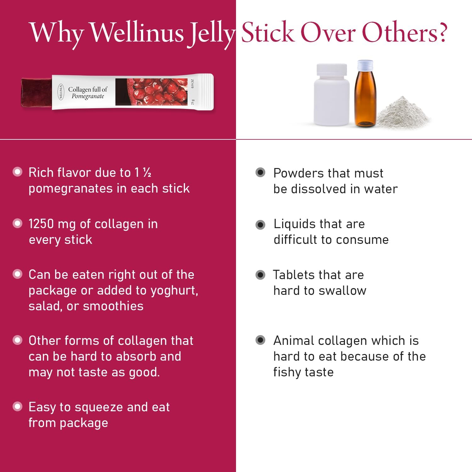 Multi-Pack Collagen Jelly Stick Snacks - 75 Sticks with Pomegranate, Mango, and Blueberry - Promotes Healthier Skin, Hair, Nails, Immune Support, and Joint Health