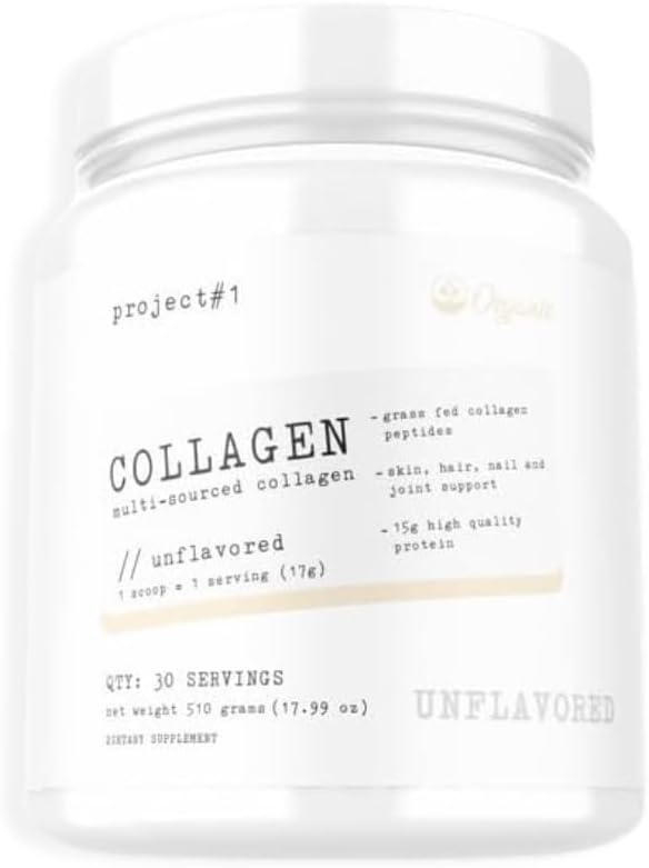 Multi Sourced Collagen Powder for Skin, Hair, Nails & Joints - Grass Fed Peptides with 15g Protein - Unflavored Supplement for Women & Men