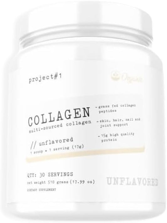 Multi Sourced Collagen Powder for Skin, Hair, Nails & Joints - Grass Fed Peptides with 15g Protein - Unflavored Supplement for Women & Men