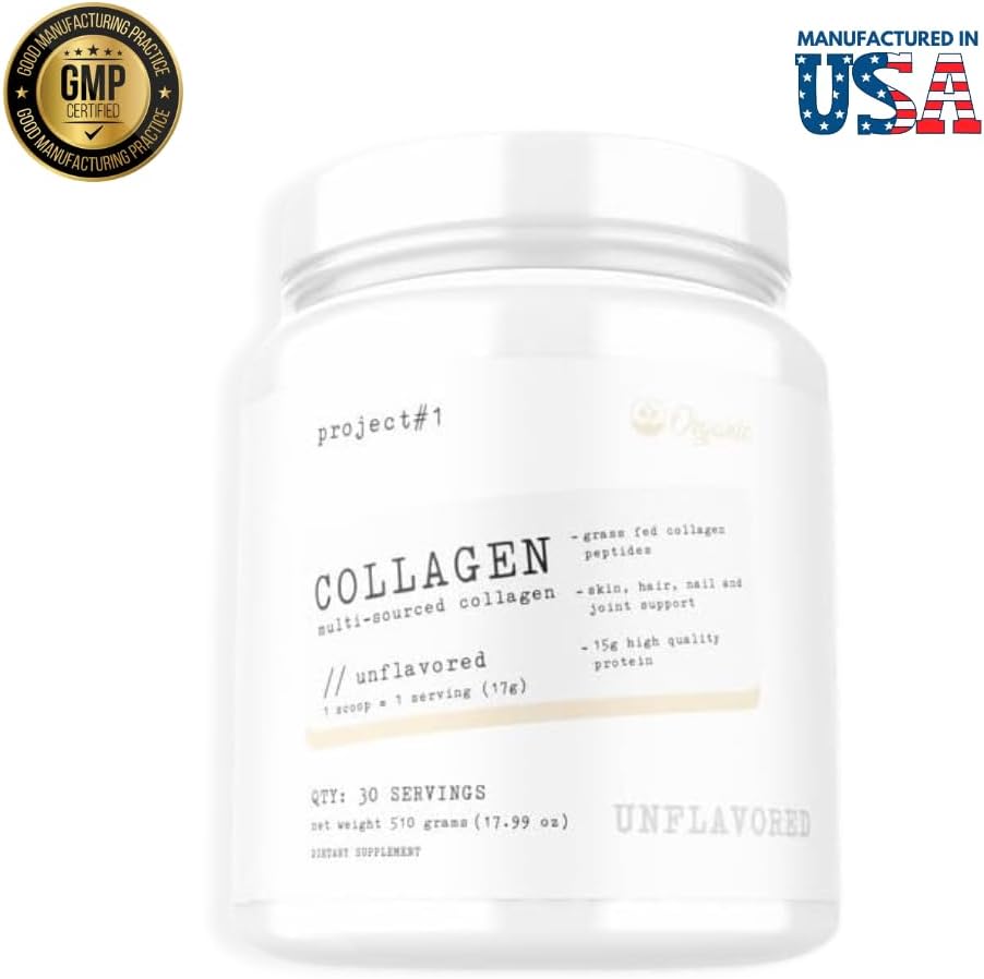 Multi Sourced Collagen Powder for Skin, Hair, Nails & Joints - Grass Fed Peptides with 15g Protein - Unflavored Supplement for Women & Men