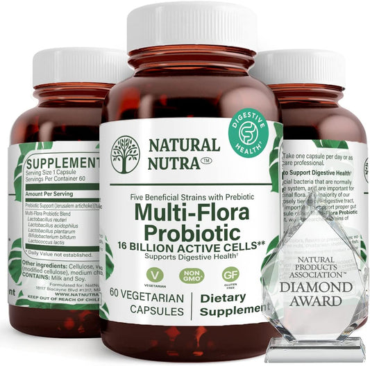 Multi-Strain Ultimate Flora Probiotic Capsules for Women and Men, Supports Digestion and Immune System, Lactobacillus and Acidophilus, 60 Count