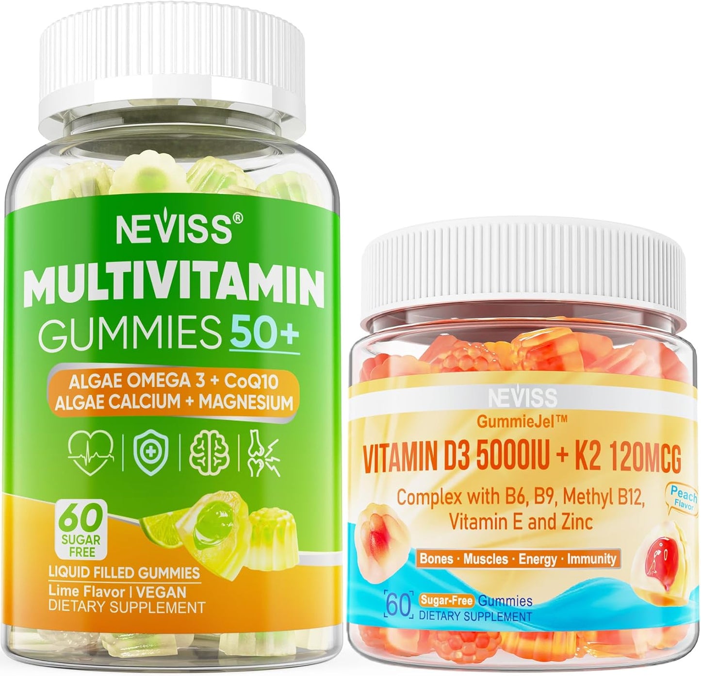 Multivitamin Bundle for Women and Men 50+: Includes D3 5000IU and K2 120mcg - 1 Pack