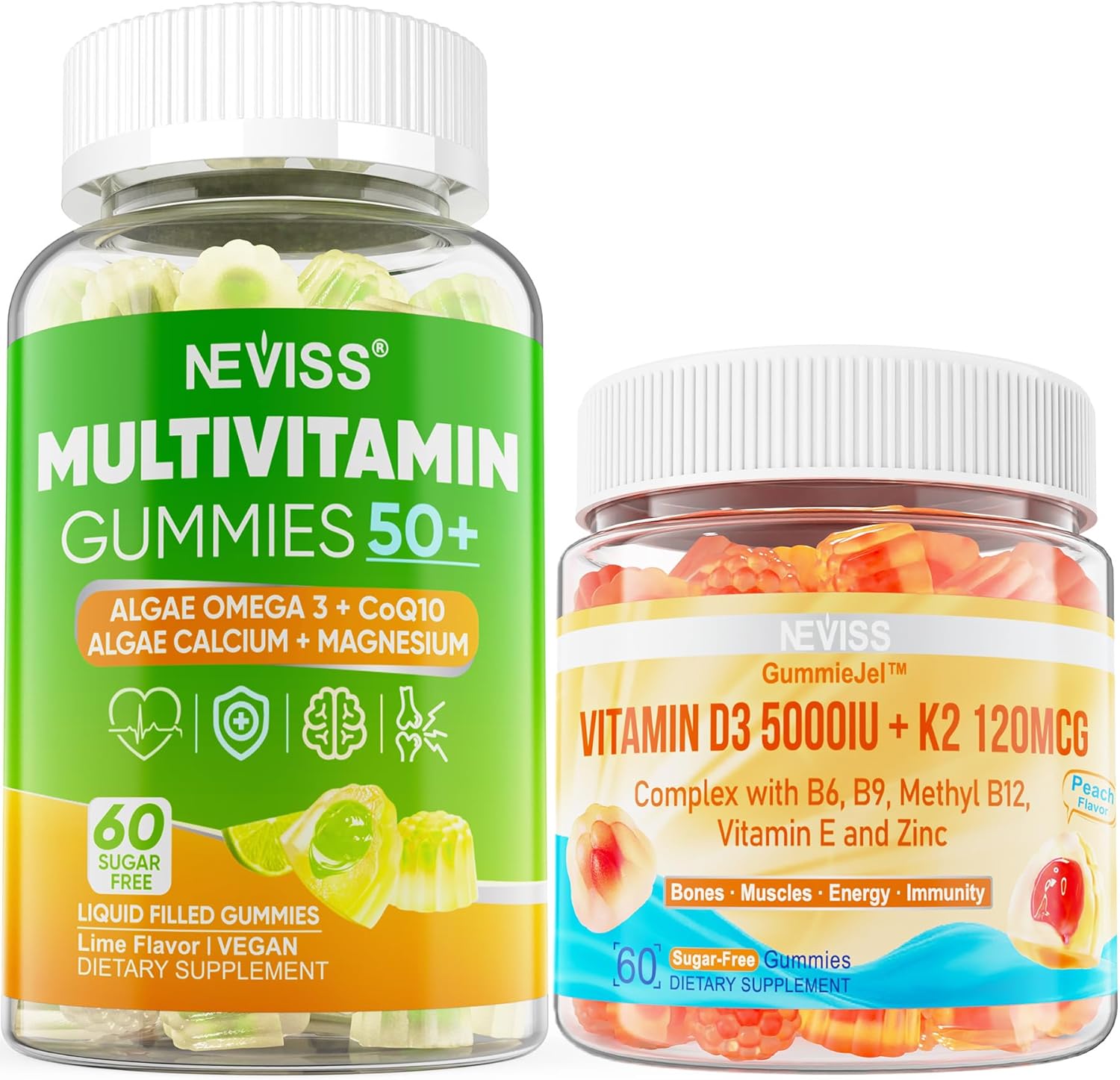 Multivitamin Bundle for Women and Men 50+: Includes D3 5000IU and K2 120mcg - 1 Pack