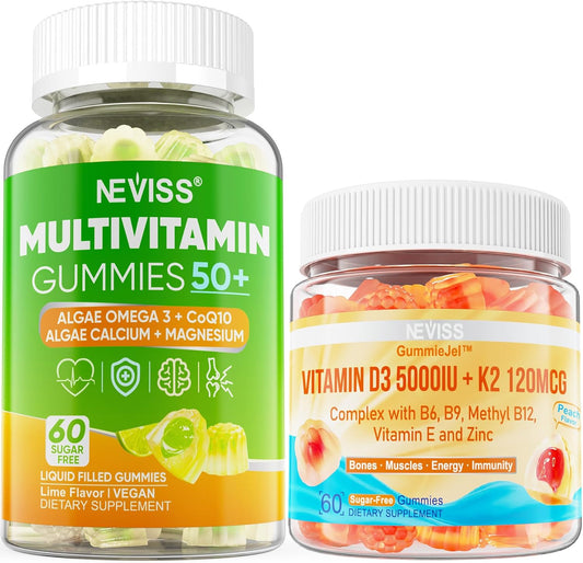 Multivitamin Bundle for Women and Men 50+: Includes D3 5000IU and K2 120mcg - 1 Pack