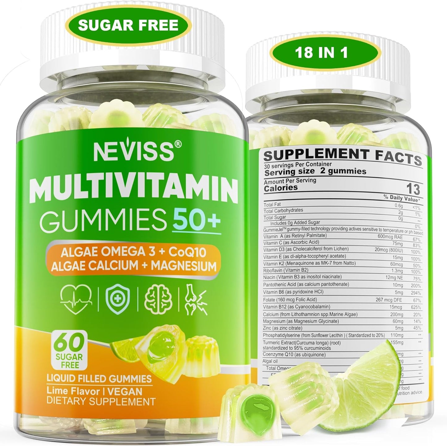 Multivitamin Bundle for Women and Men 50+: Includes D3 5000IU and K2 120mcg - 1 Pack