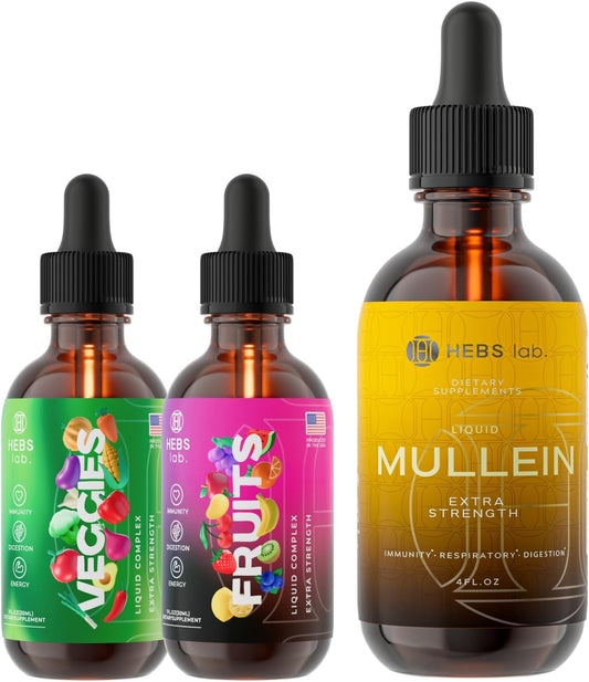 Multivitamin Fruits and Vegetables Bundle with Mullein Leaf Extract - Immune Booster and Lung Support Supplement