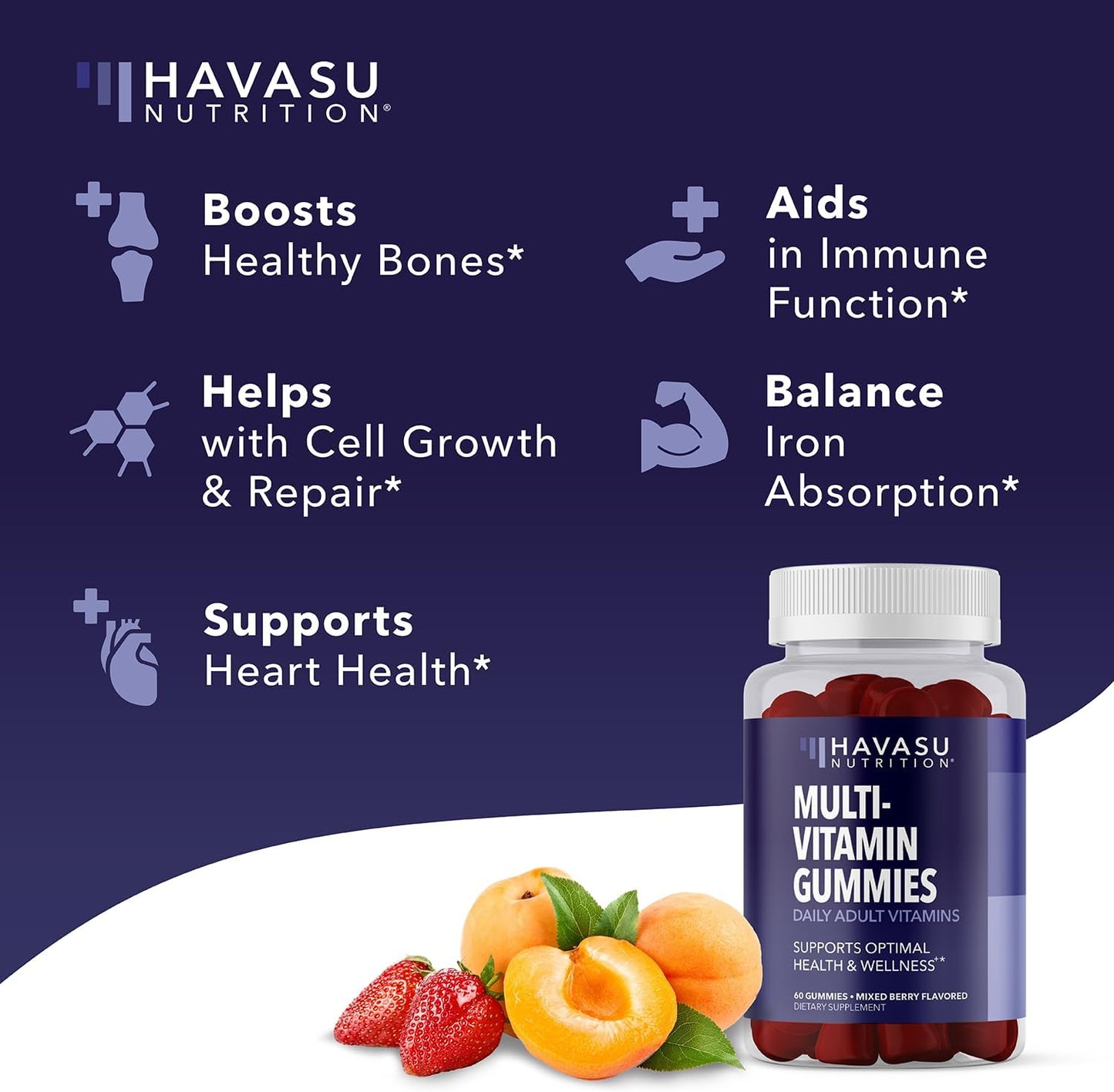 Multivitamin Gummies for Adults - Daily Gummy with Vitamin C, D, and Zinc - 60 Count - Mixed Berry Flavor - 1 Month Supply