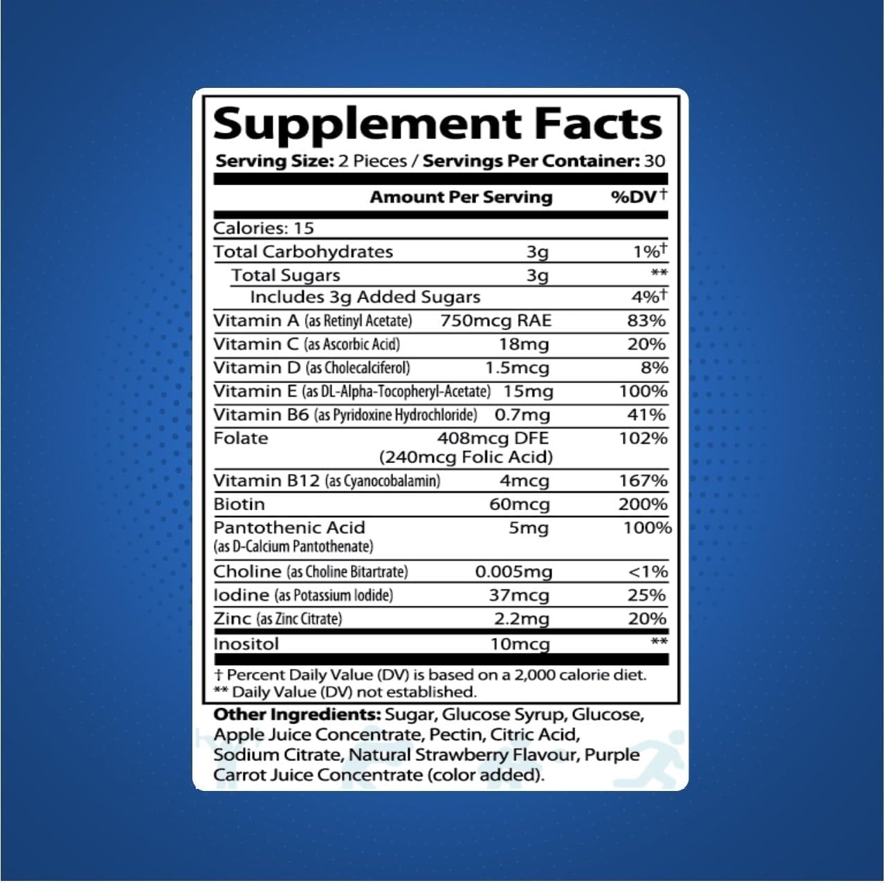 Multivitamin Gummies with Biotin for Active Men and Women - 60 Delicious Strawberry Flavored Gummies with Vitamins B5 and B12