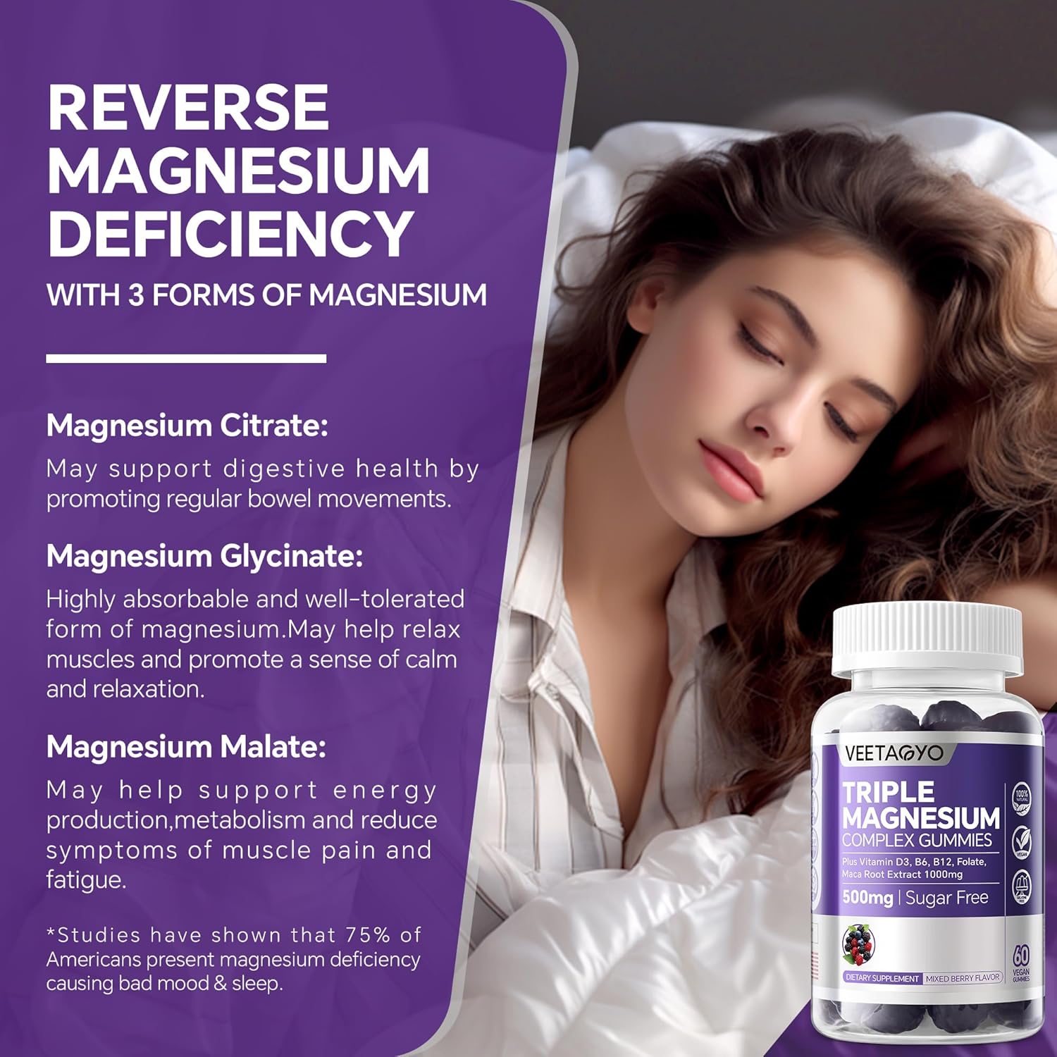 Multivitamin Magnesium Gummies 500mg with Vitamin D3 and K2-1000IU D3 90mcg K2 - 400mg