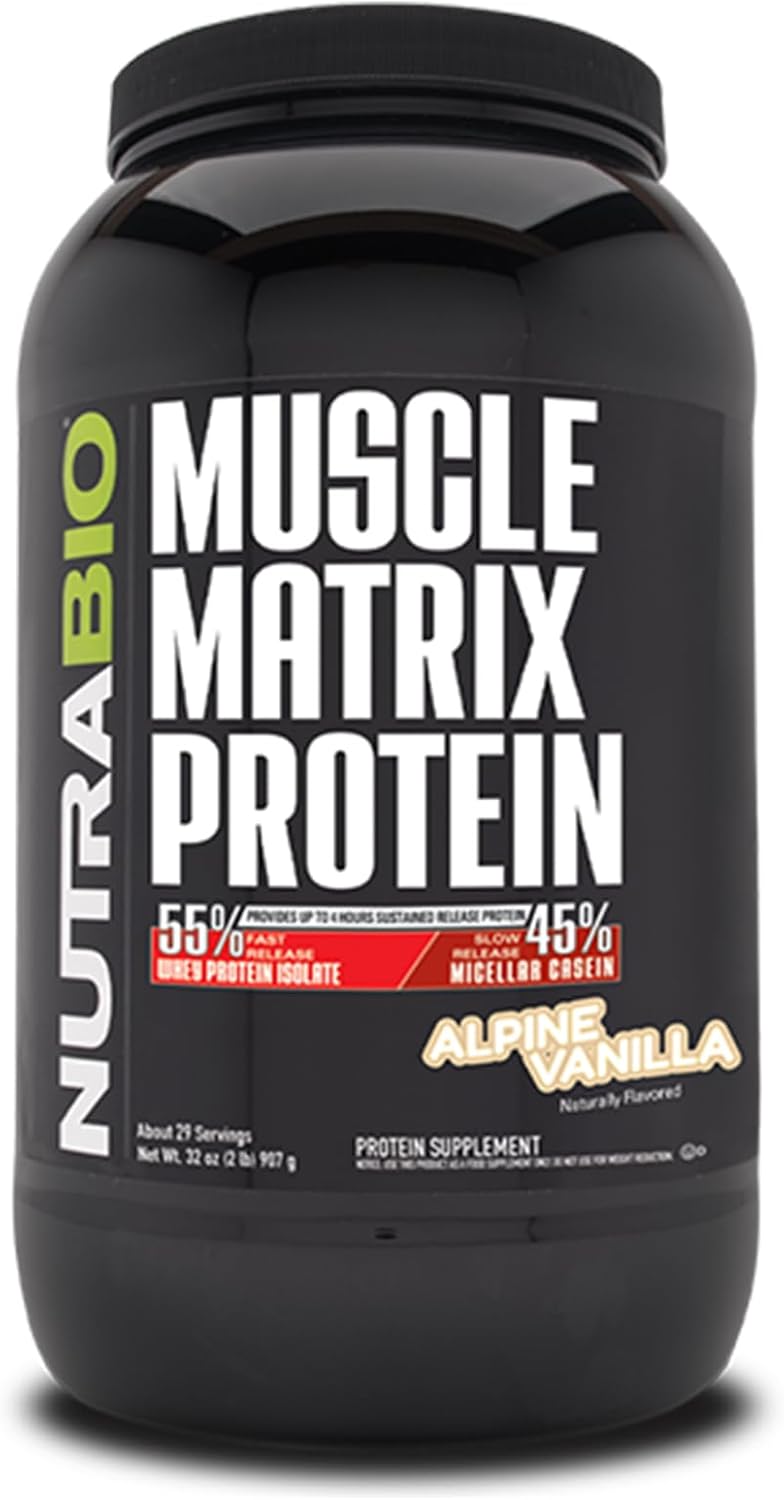 Muscle Energy and Growth Supplement Bundle - NutraBio Creatine Monohydrate and Muscle Matrix Protein Powder for Strength and Recovery