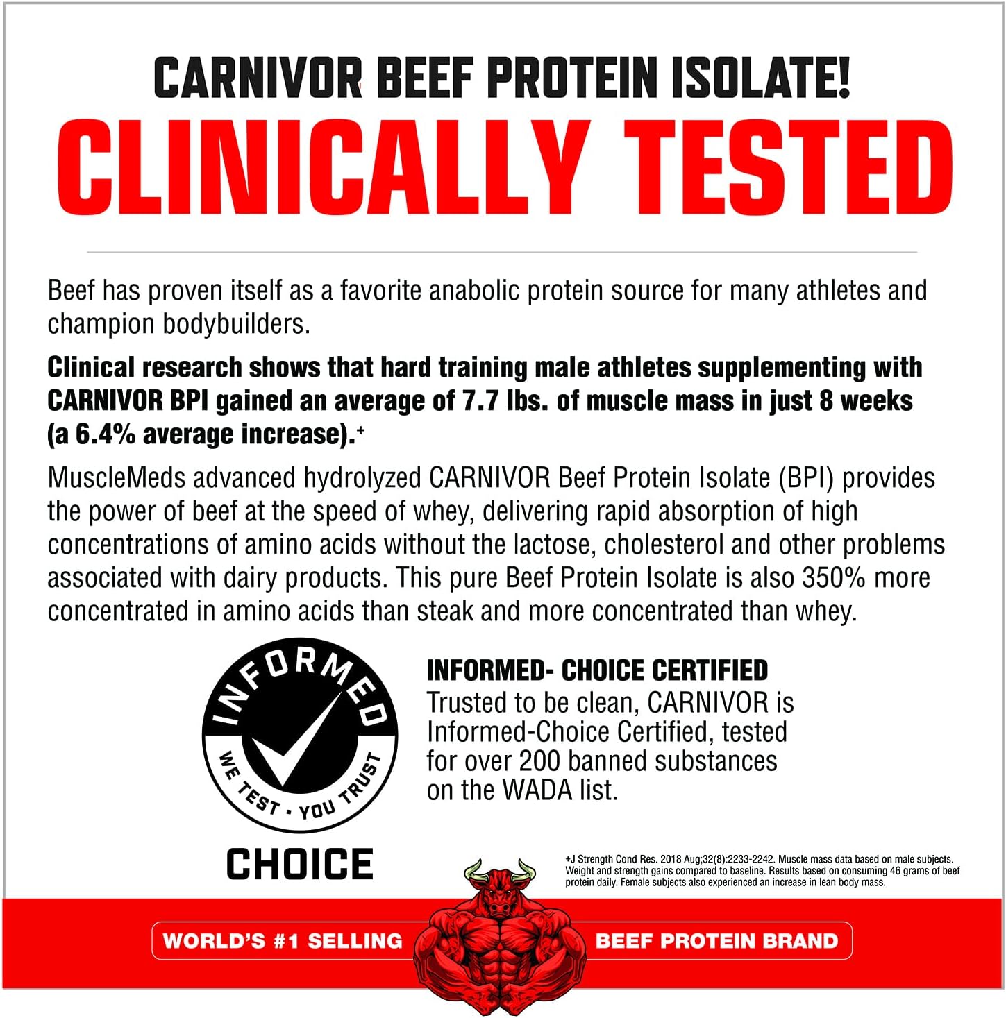 MuscleMeds CARNIVOR Beef Protein Isolate Powder - 23g Protein, Rocket Pop Flavor, Muscle Building & Recovery, Lactose/Sugar/Fat-Free - 56 Servings