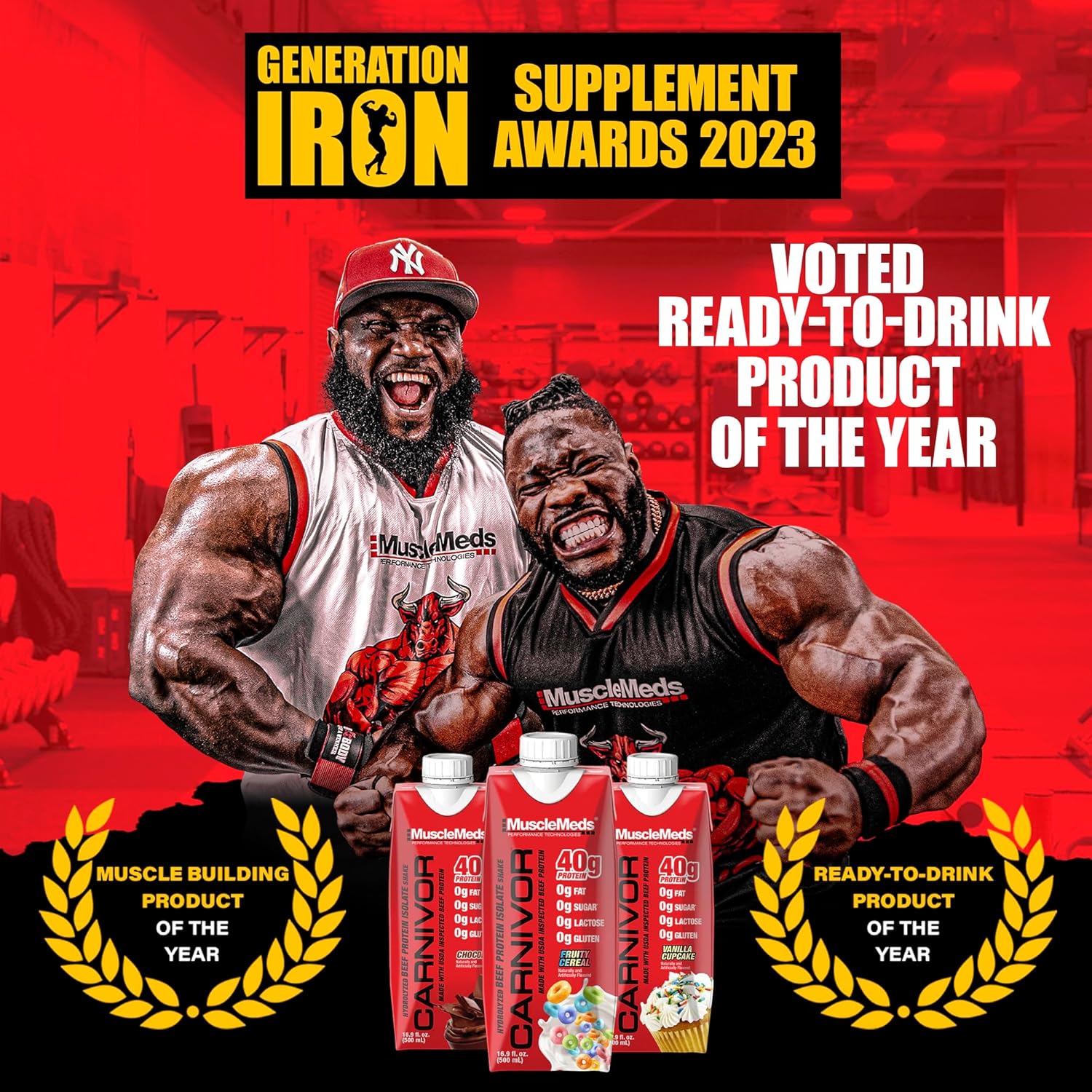 MuscleMeds Carnivor RTD Fruity Cereal Protein Drink, 40g Isolate Protein, Lactose & Sugar Free, Muscle Building & Recovery, Halal Certified, 16.9oz (Pack of 12)