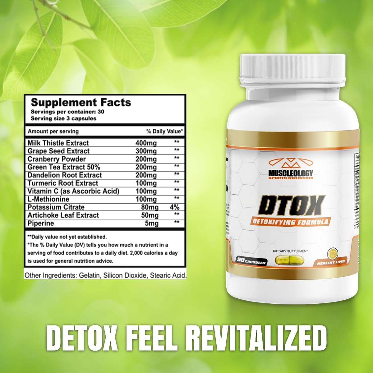 MUSCLEOLOGY Dtox: Liver and Kidney Support Supplement for Detoxification and Health