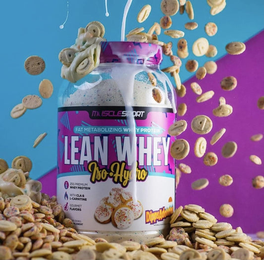 Musclesport Lean Whey Revolution™ Protein Powder - Whey Protein Isolate - Low Calorie, Low Carb, Low Fat - 25g Protein per Scoop - Dippsadoodles Flavor - 2lb Jar