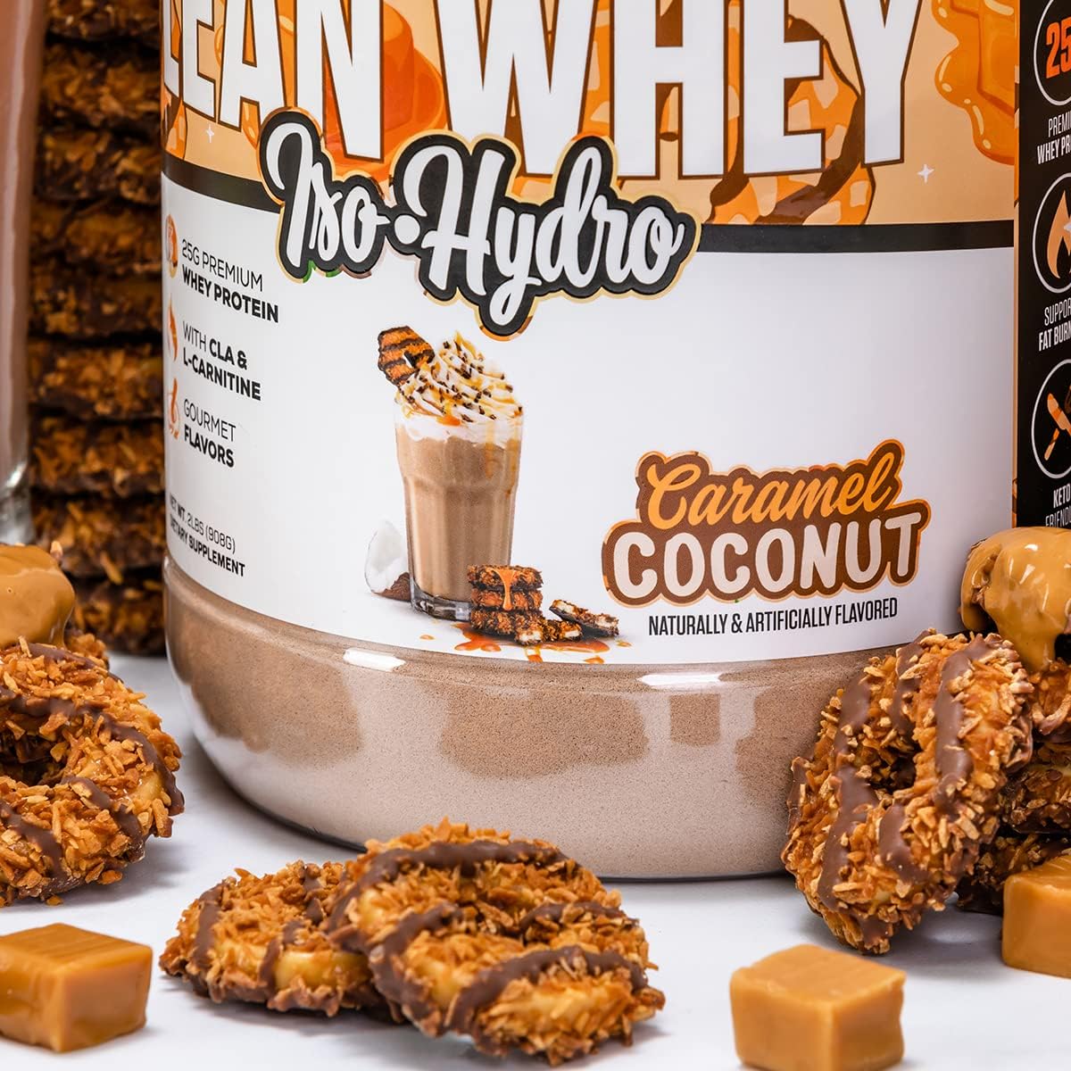 Musclesport Lean Whey Revolution™ Protein Powder - Whey Isolate, Low Calorie, Low Carb, Low Fat, 25g Protein - Coconut Caramel Flavor (2LB)