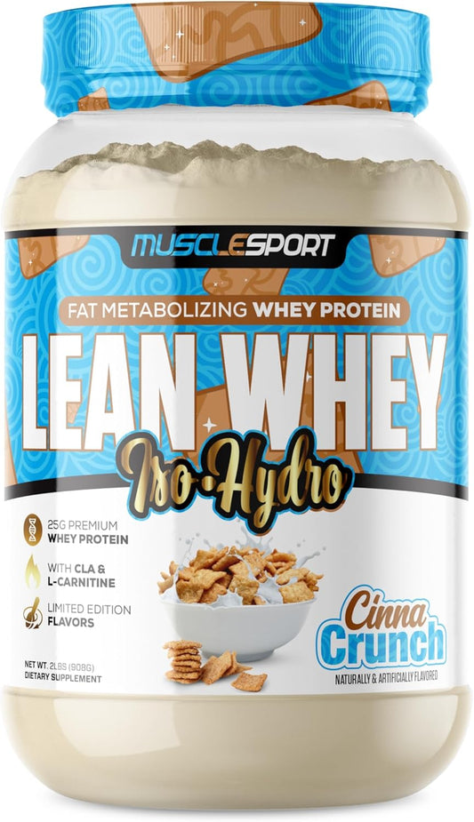 Musclesport Lean Whey Revolution™ Protein Powder 2lb - Whey Isolate, Low Calorie, Low Carb, Low Fat - 25g Protein per Serving