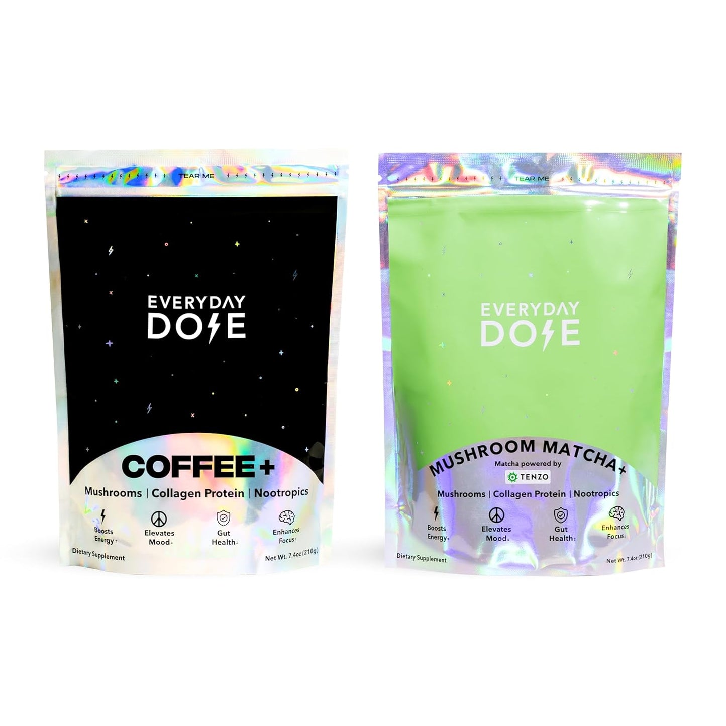 Mushroom Coffee & Matcha Bundle with Collagen, Chaga, Lions Mane, L-Theanine - 30 Servings for Focus, Energy, Digestion, Skin & Immunity