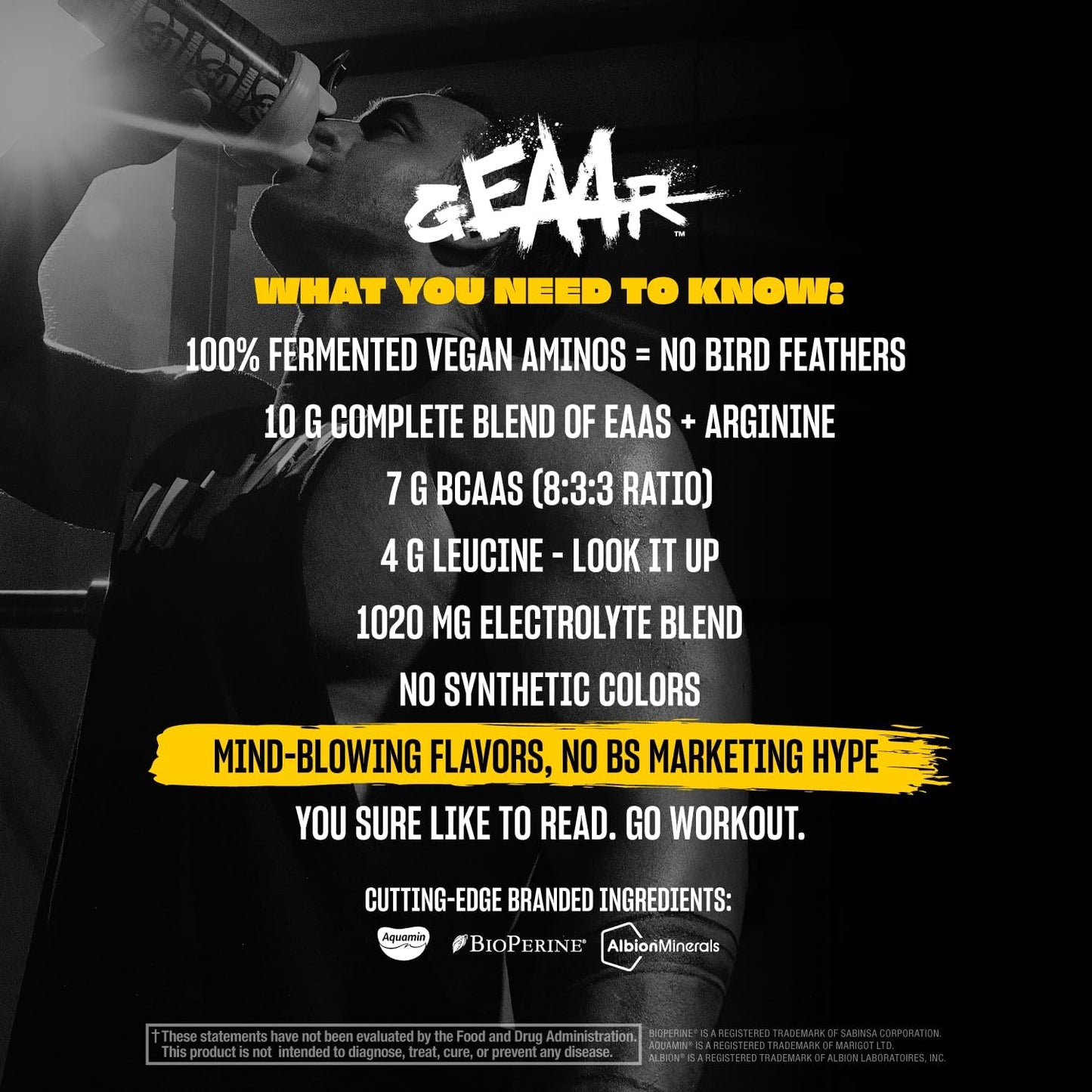 Mutant GEAAR EAA Powder with BCAAs, Leucine, Electrolytes, Coconut Water - Rocket Pop Flavor - 30 Servings, 400g