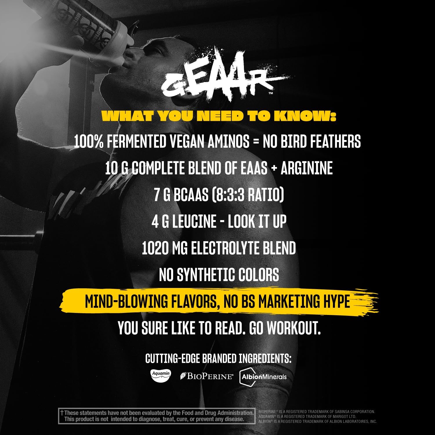 Mutant GEAAR EAA Powder with BCAAs, Leucine, Electrolytes, Coconut Water - Rocket Pop Flavor - 30 Servings, 400g