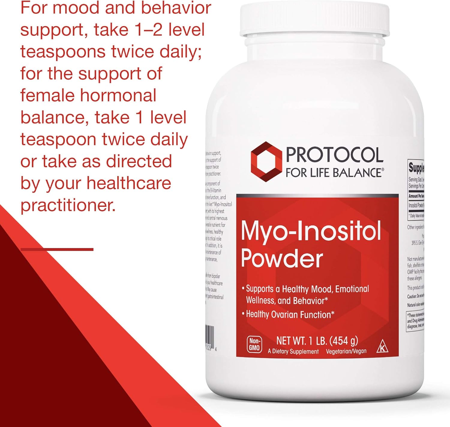 Myo-Inositol Powder - Promotes Healthy Mood, Emotional Wellness, and Ovarian Function - Energy Boost and Sleep Support - 1lb (454g)