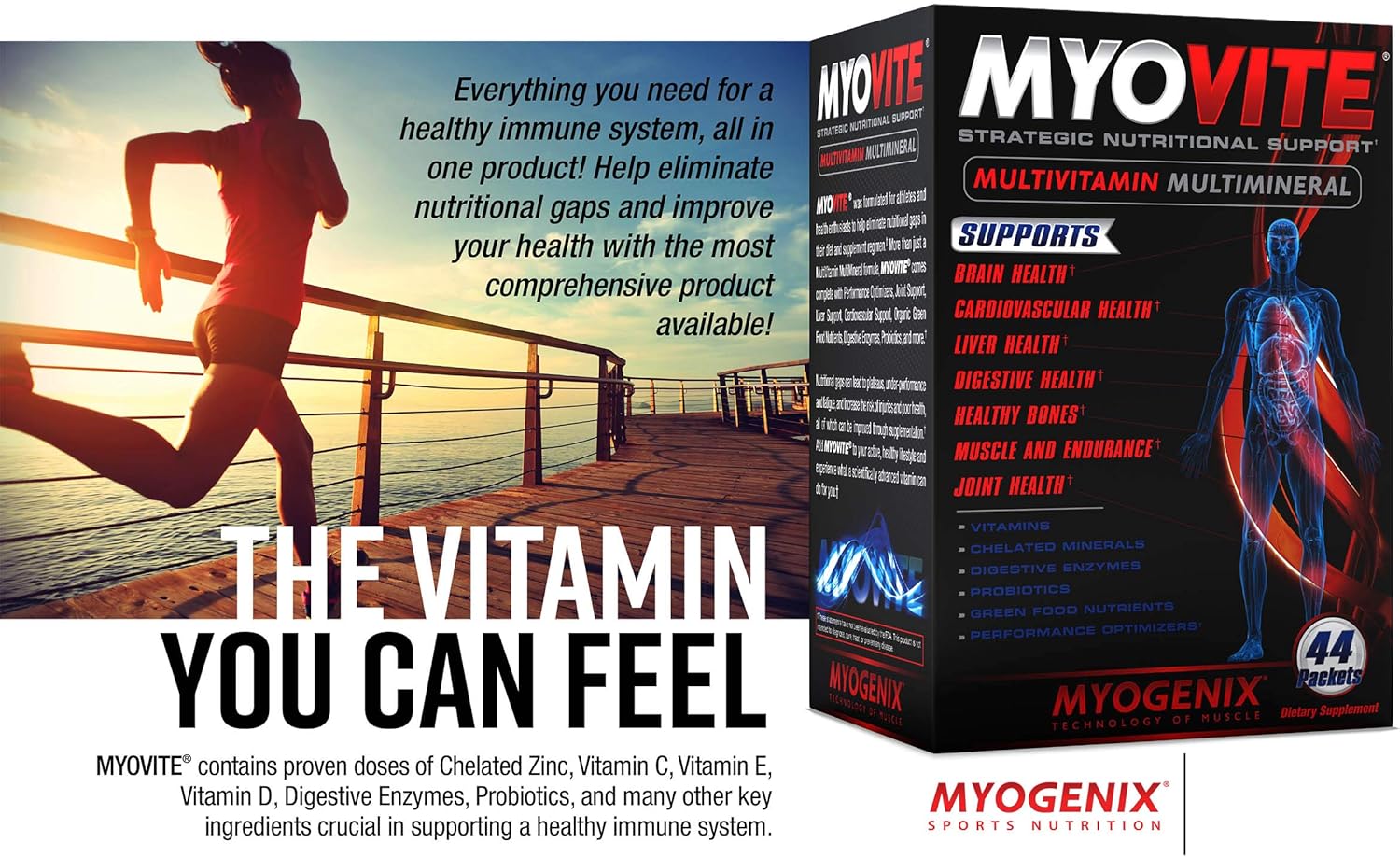 Myogenix Myovite Multivitamins for Athletes - High Performance Daily Vitamins for Men and Women (44 Packets)