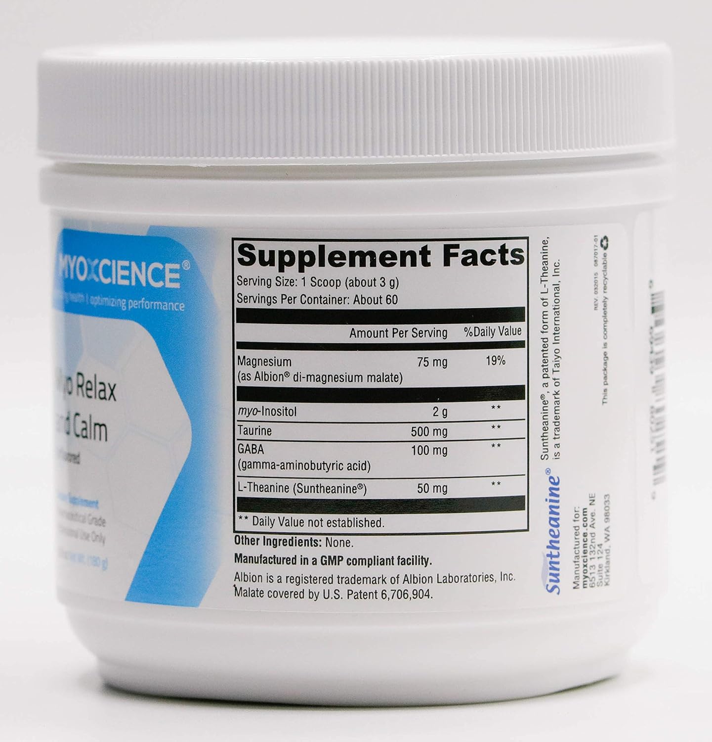 Myoxcience Myo Relax Supplement - Unflavored Formula for Muscle Support