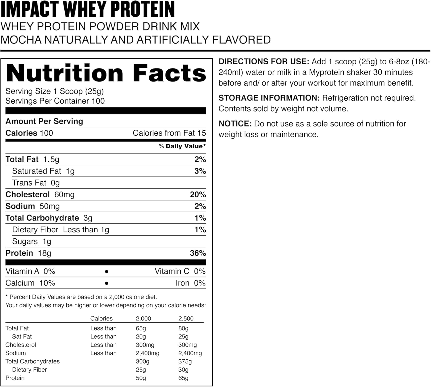 Myprotein Impact Whey Isolate Mocha Protein Powder - 5.5 lbs - Daily Protein Drink Mix for Superior Performance - BoostGo Australia
