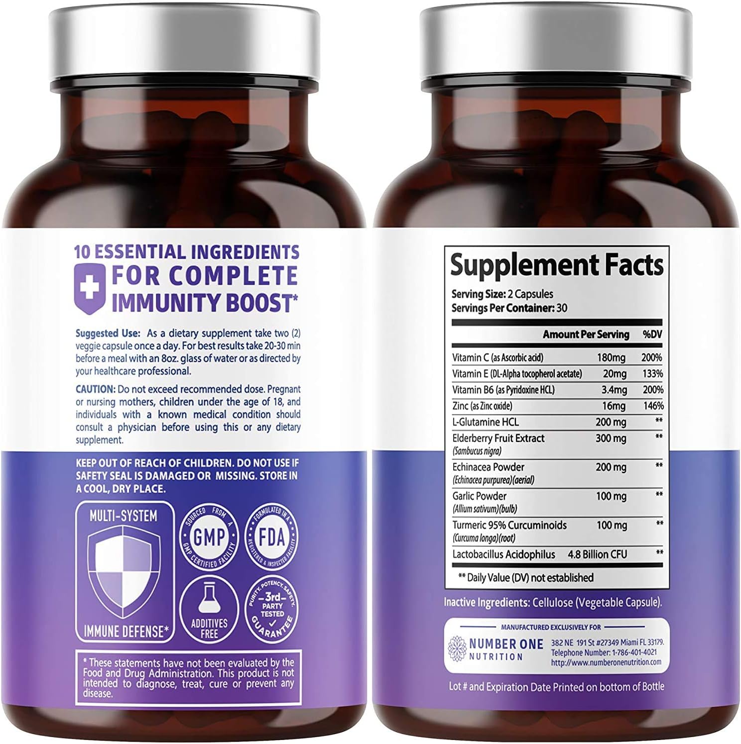 N1N Premium Elderberry Immune Support with 10 Potent Ingredients and Super Fruits & Veggies - 2 Pack Bundle