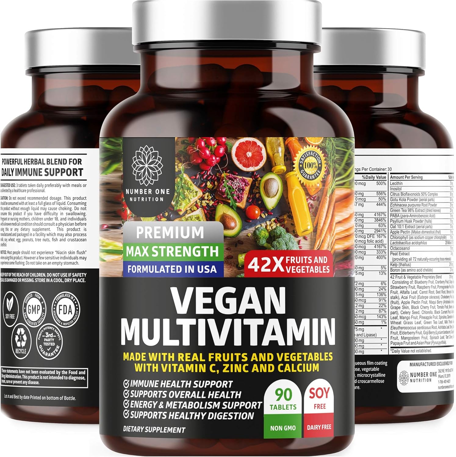 N1N Premium Super Fruits & Veggies + Vegan Multivitamin Supplement Bundle - 40 Whole Foods + 86 Plant-Based Ingredients