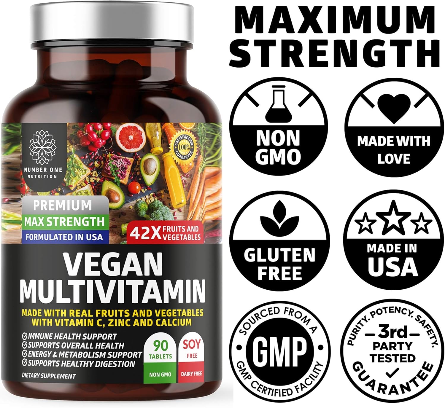 N1N Premium Super Fruits & Veggies + Vegan Multivitamin Supplement Bundle - 40 Whole Foods + 86 Plant-Based Ingredients