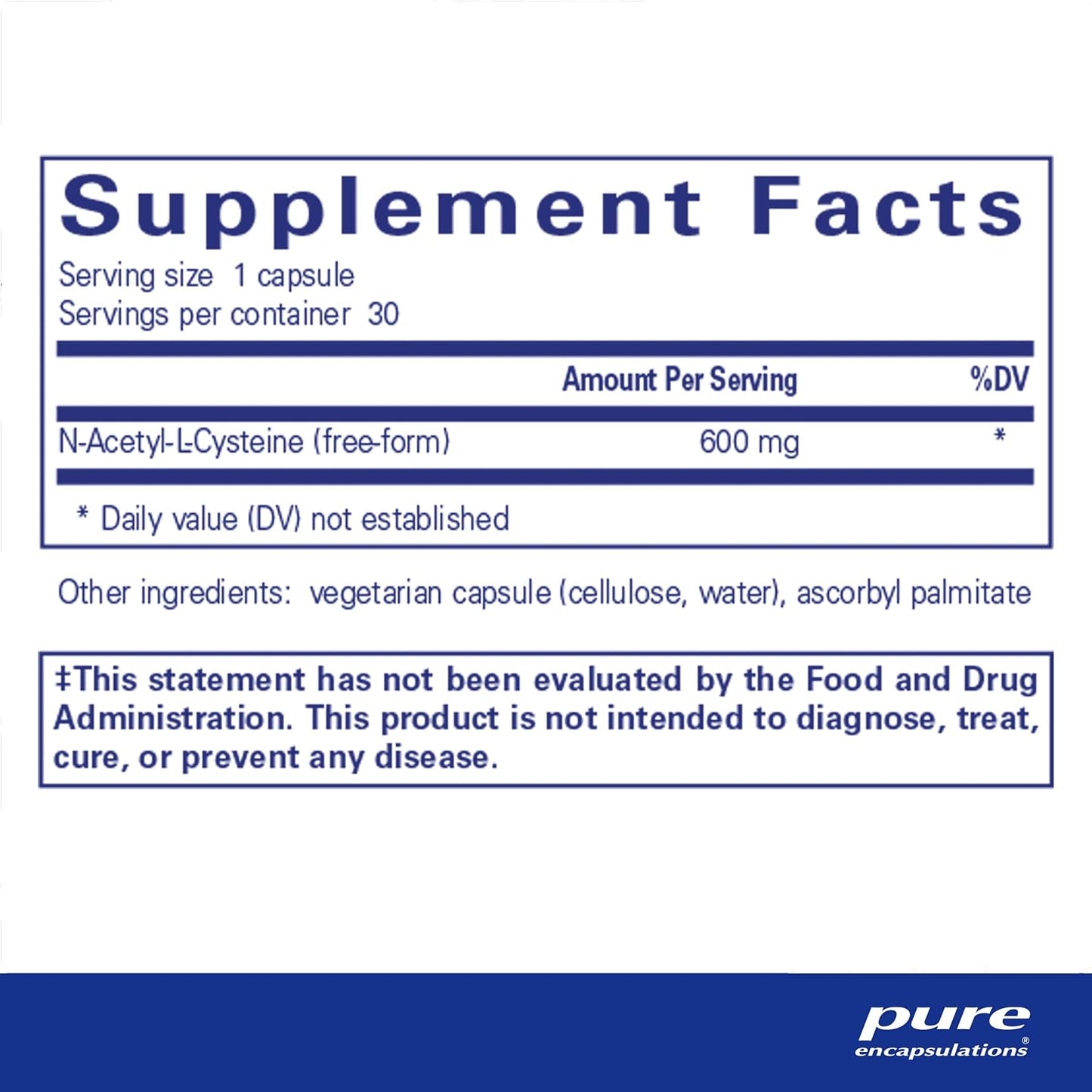 NAC 600mg Supplement for Lung, Immune, Liver Health - Antioxidant Support - 30 Capsules