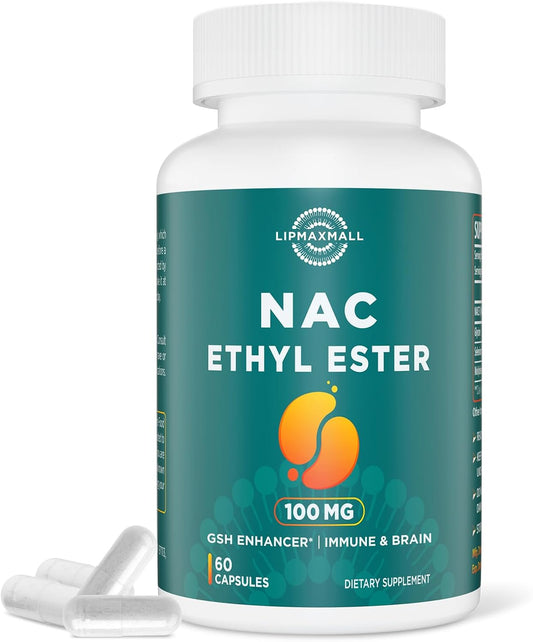 NACET Lipmaxmall N-Acetyl Cysteine Ethyl Ester Capsules with Glycine for Immune System Support - 60 Capsules - 100mg