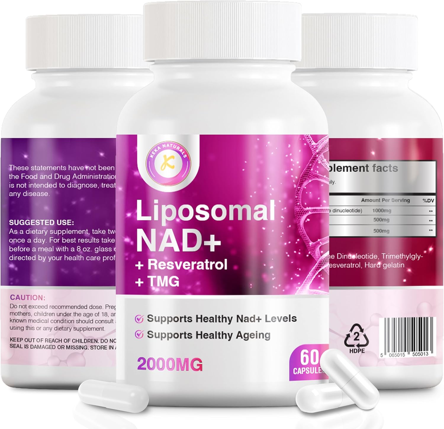 NAD Resveratrol TMG Supplement 2000mg | Boost NAD+ Levels for Immune & Energy Support | Advanced 3-in-1 Formula for Overall Health | 60 Capsules