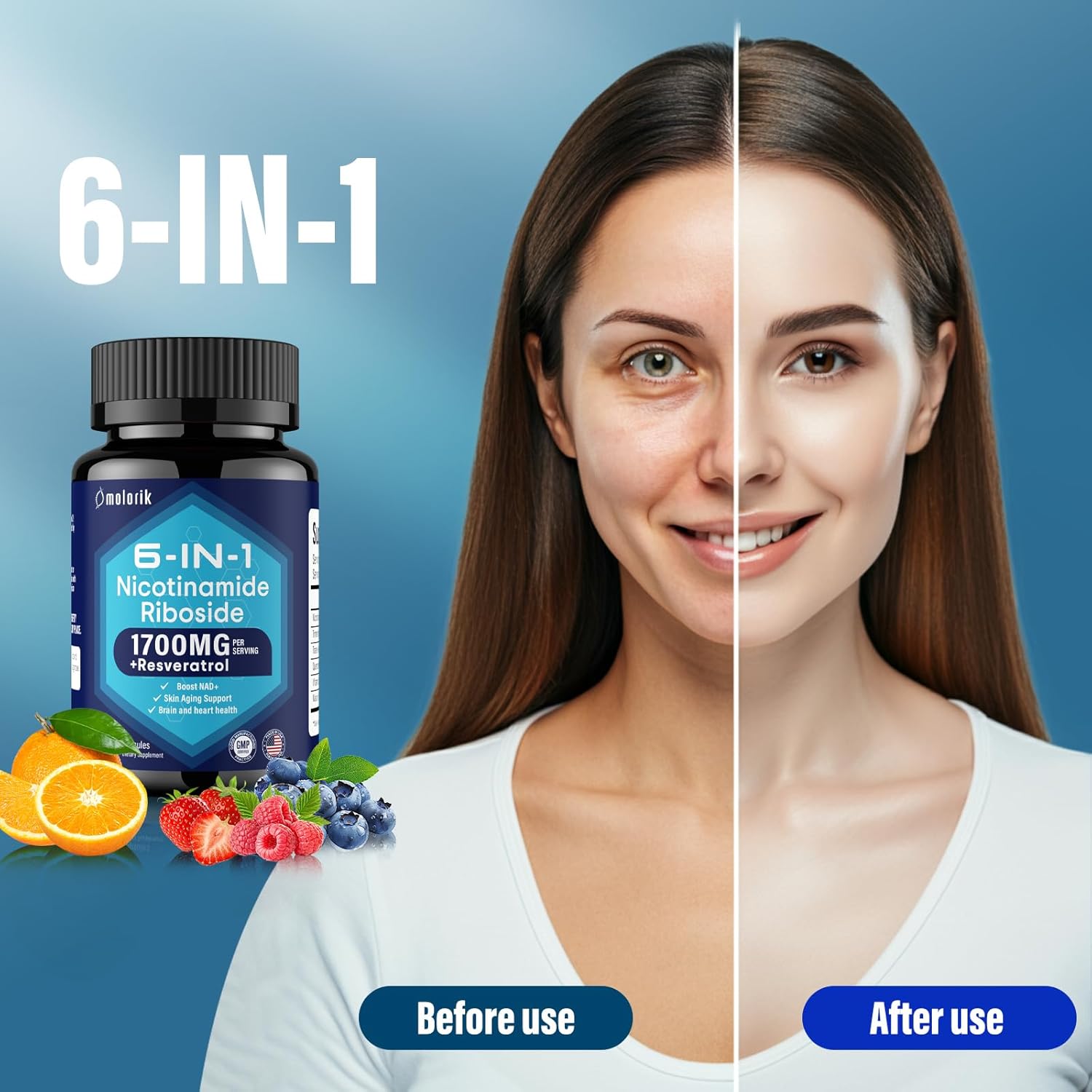 NAD+ Supplement with Nicotinamide Riboside 1700mg, Trimethylglycine, Resveratrol, Vitamin C, Niacin (B3) for Anti-Aging and Healthy Skin - BoostGo Australia