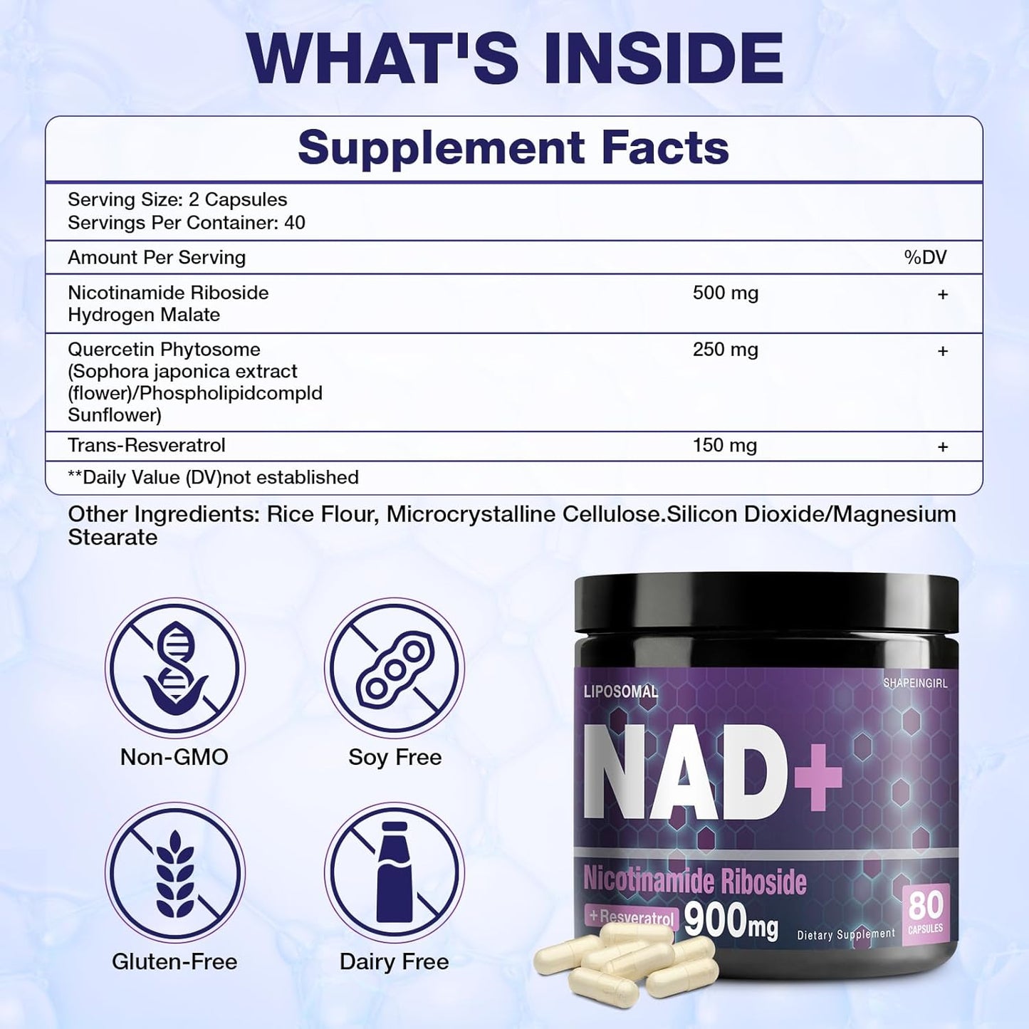 NAD+ Supplement with Nicotinamide Riboside & Resveratrol - 900mg for Men and Women