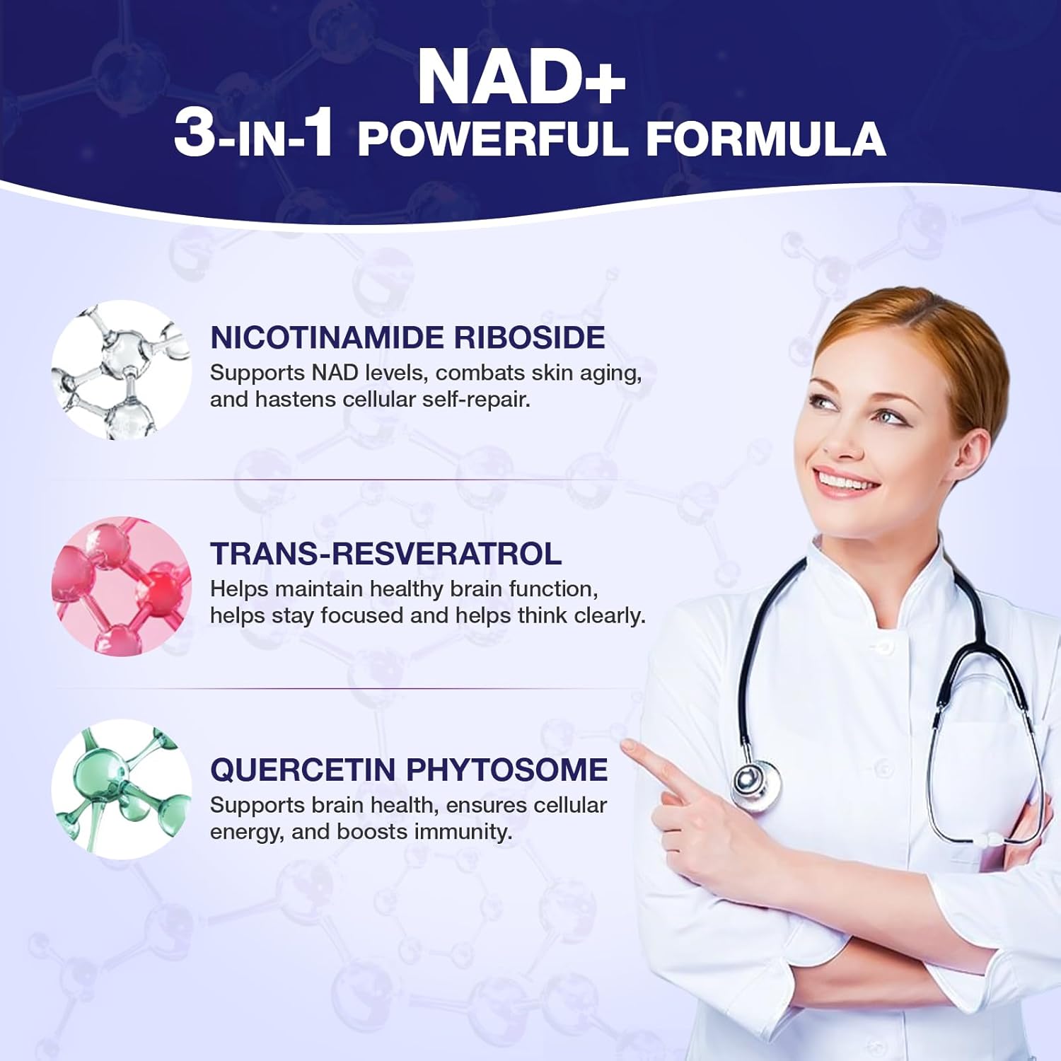 NAD+ Supplement with Nicotinamide Riboside & Resveratrol - 900mg for Men and Women