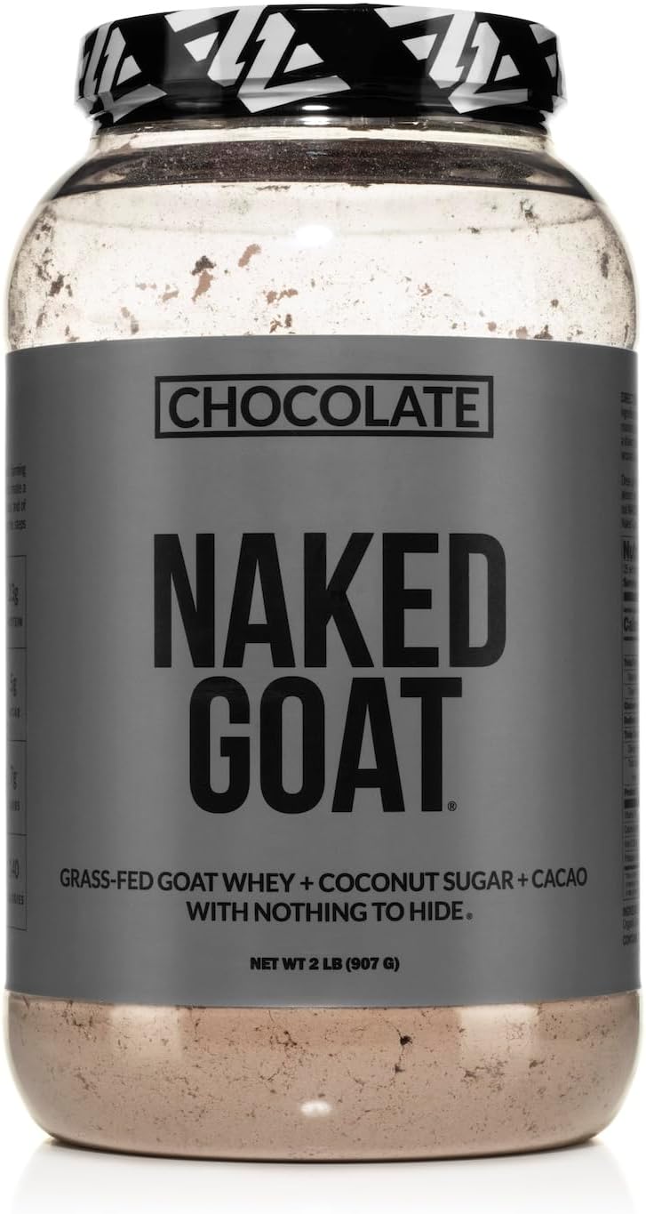 Naked Goat Chocolate Protein Powder - Small-Herd Pasture Fed Whey Protein - 3 Ingredients - 23g Protein - 25 Servings