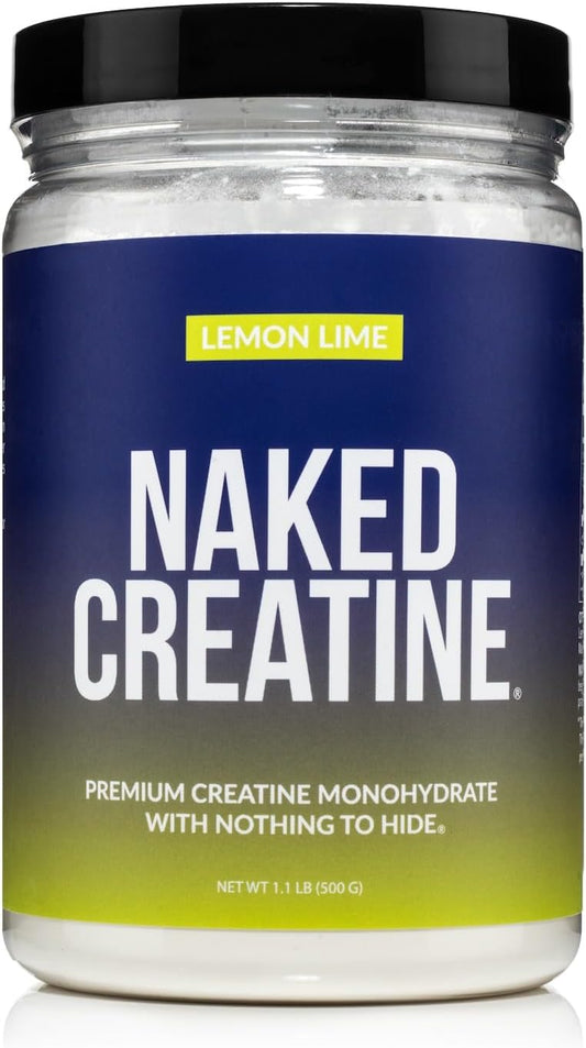 Naked Nutrition Lemon Lime Micronized Creatine Monohydrate - 42 Servings, 500g, Vegan & Non-GMO - Boost Strength Naturally
