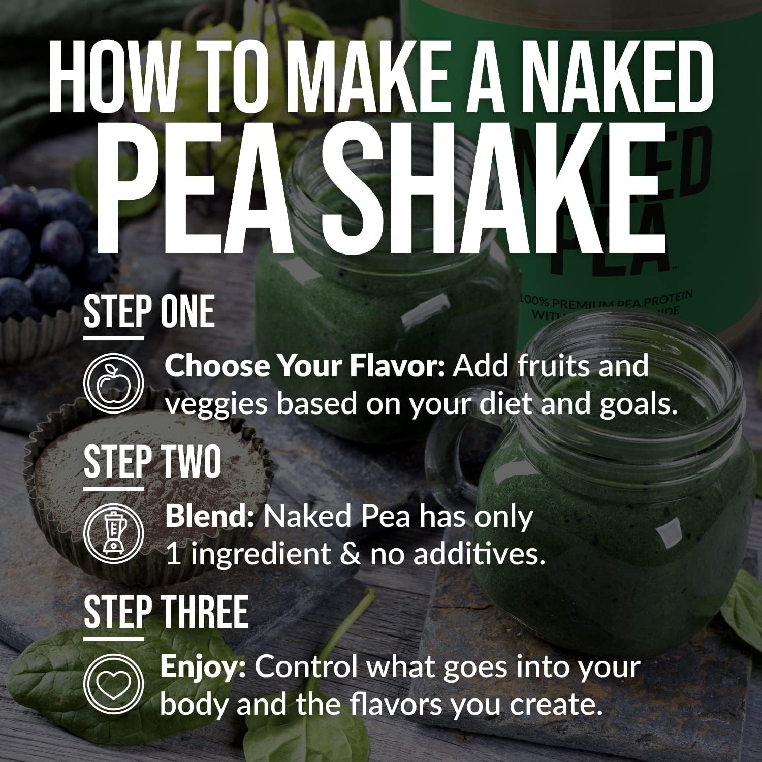 Naked Pea Protein Isolate - Plant-Based, Vegan & Vegetarian Protein Powder - Non-GMO, Gluten-Free, Easy to Digest - 15 Servings
