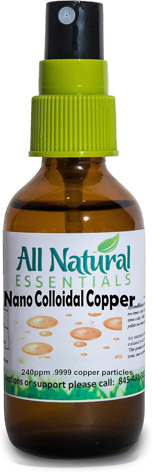 Nano Colloidal Copper Liquid Supplement - 2oz 240ppm Bottle, Kosher Certified, All-Natural Minerals for Adults, Men, Women, Kids