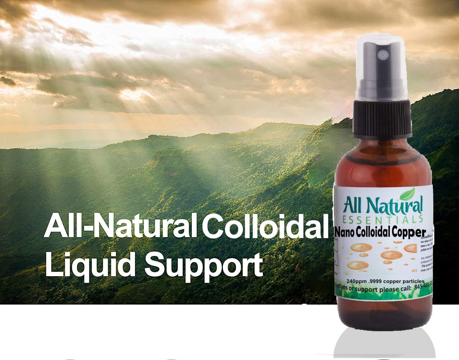 Nano Colloidal Copper Liquid Supplement - 2oz 240ppm Bottle, Kosher Certified, All-Natural Minerals for Adults, Men, Women, Kids