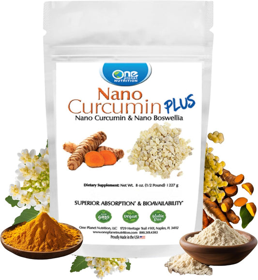 Nano Curcumin Plus Powder 8 oz - Supports Joint & Immune Health, Boswellia for Absorption - Non-GMO, Vegan, Gluten-Free - 227 Servings