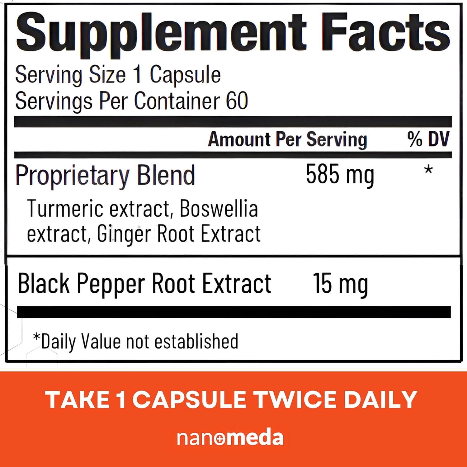 Nano Meda® Turmeric Curcumin with Boswellia | High Absorption Joint Support Supplement, 60 Capsules