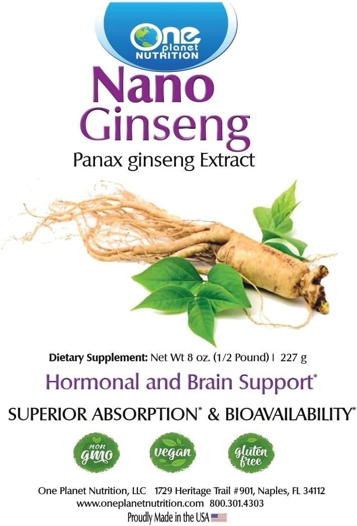 Nano Panax Ginseng Powder - Korean Extract for Energy & Stamina - 8 oz (227 Servings) - Non-GMO, Vegan, Gluten Free - Enhanced Absorption Formula
